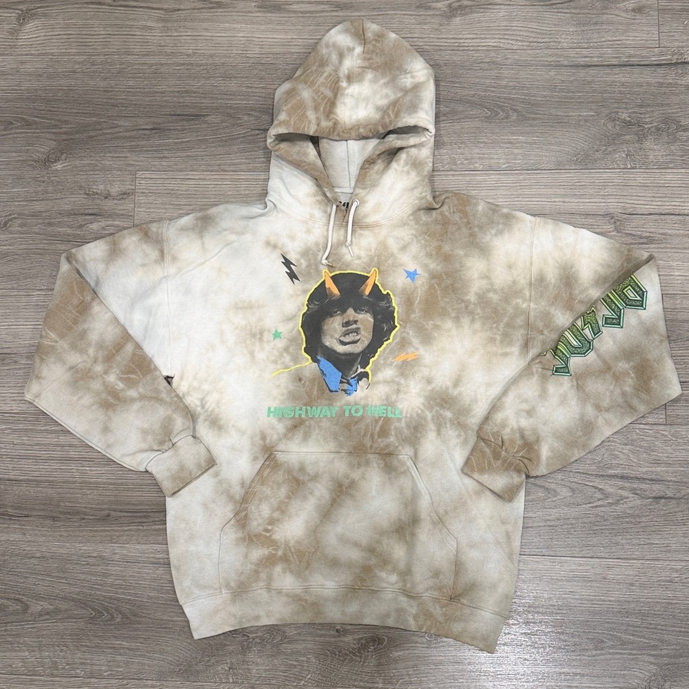 AC/DC Highway To Hell Angus Young Tye Dye Band Hoodie Men’s Size Large